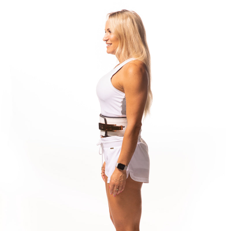 AMELIA ROSE WHITE WEIGHTLIFTING BELT (EMILY)